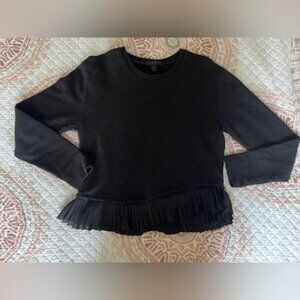 J.Crew Fun Black ruffle crew neck sweater XS